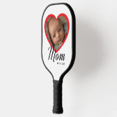 Moeder Opgerichte Script Rode Hart Foto Wit Pickleball Paddle (Links)