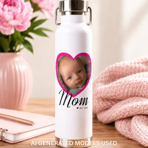 Moeder Opgerichte Script Roze Hart Foto Wit Waterfles
