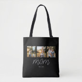 Moeder Opgerichte Script Zwart 3 Foto Tote Tas (Voorkant)
