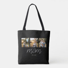 Moeder Opgerichte Script Zwart 3 Foto Tote Tas