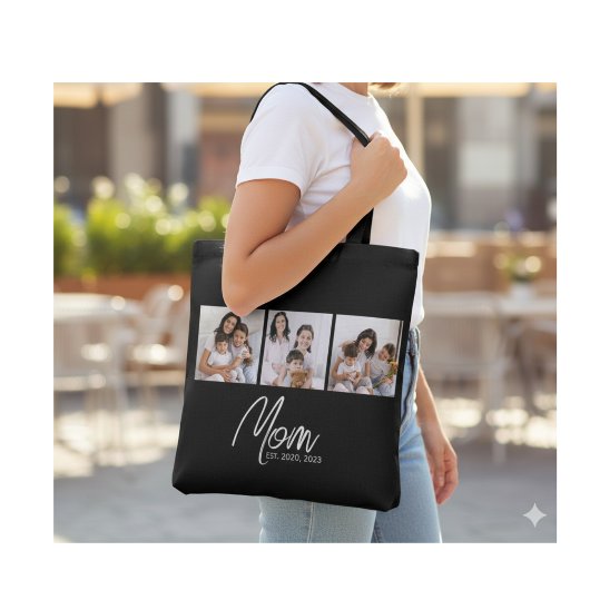 Moeder Opgerichte Script Zwart 3 Foto Tote Tas