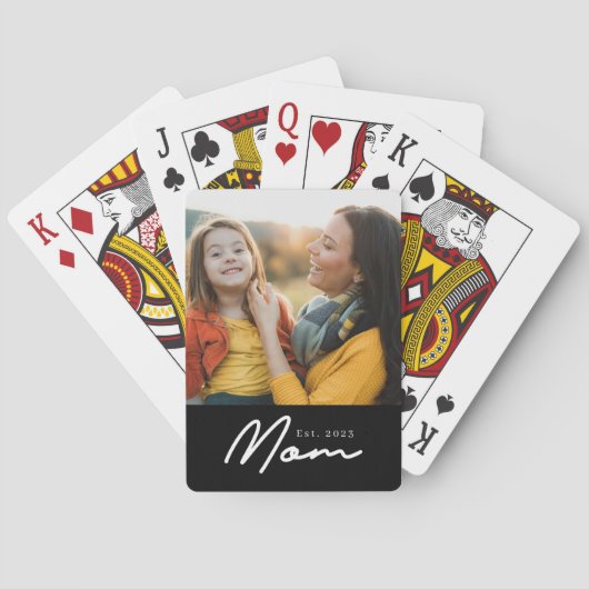 Moeder Opgerichte Script Zwart Foto Pokerkaarten (Achterkant)