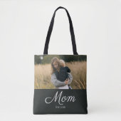 Moeder Opgerichte Script Zwart Foto Tote Bag (Voorkant)