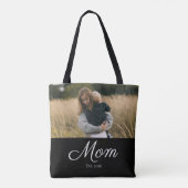 Moeder Opgerichte Script Zwart Foto Tote Bag (Achterkant)