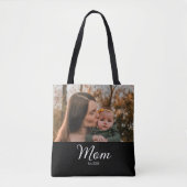 Moeder Opgerichte Script Zwart Foto Tote Bag (Voorkant)