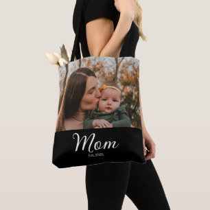 Moeder Opgerichte Script Zwart Foto Tote Bag