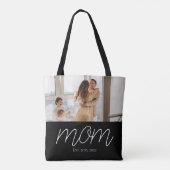 Moeder Opgerichte Script Zwarte Foto Boodschappent Tote Bag (Achterkant)