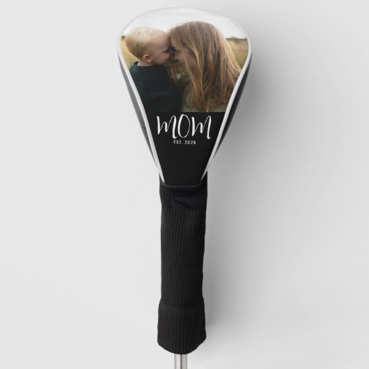 Moeder Opgerichte Script Zwarte Foto  Golfheadcover (Voorkant)