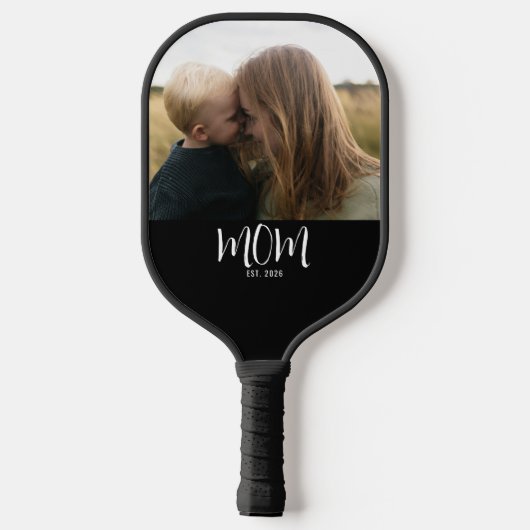 Moeder Opgerichte Script Zwarte Foto Pickleball Paddle (Achterkant)