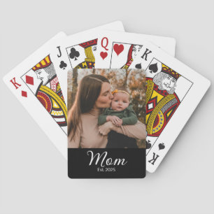 Moeder Opgerichte Script Zwarte Foto Pokerkaarten