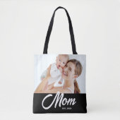 Moeder Opgerichte Script Zwarte Foto Tote Bag (Voorkant)