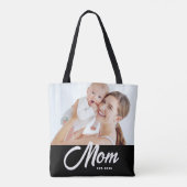 Moeder Opgerichte Script Zwarte Foto Tote Bag (Achterkant)