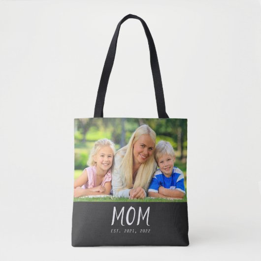Moeder Opgerichte Script Zwarte Foto Tote Bag (Voorkant)