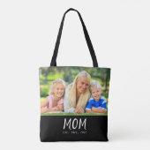 Moeder Opgerichte Script Zwarte Foto Tote Bag (Achterkant)