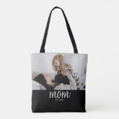 Moeder Opgerichte Script Zwarte Foto Tote Bag (Achterkant)