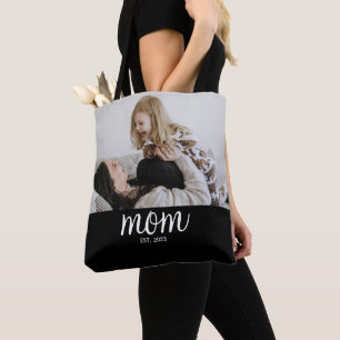 Moeder Opgerichte Script Zwarte Foto Tote Bag