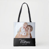 Moeder Opgerichte Script Zwarte Foto Tote Bag (Voorkant)