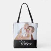 Moeder Opgerichte Script Zwarte Foto Tote Bag (Achterkant)