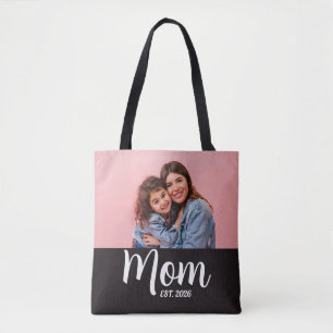 Moeder Opgerichte Script Zwarte Foto Tote Bag