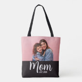 Moeder Opgerichte Script Zwarte Foto Tote Bag (Achterkant)