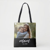 Moeder Opgerichte Script Zwarte Foto Tote Bag (Voorkant)