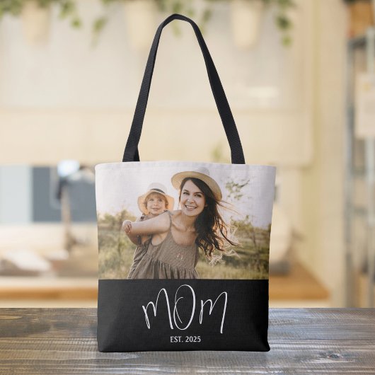 Moeder Opgerichte Script Zwarte Foto Tote Bag