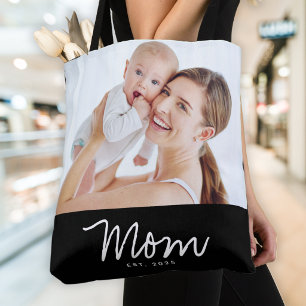 Moeder Opgerichte Script Zwarte Foto Tote Bag