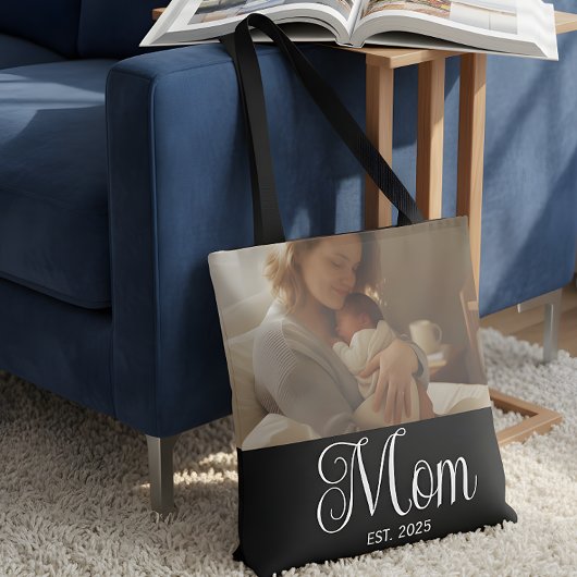 Moeder Opgerichte Script Zwarte Foto Tote Bag