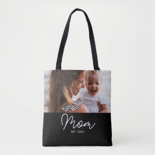 Moeder Opgerichte Script Zwarte Foto Tote Bag