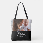 Moeder Opgerichte Script Zwarte Foto Tote Bag (Achterkant)