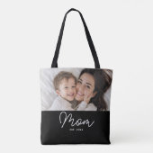 Moeder Opgerichte Script Zwarte Foto Tote Bag (Achterkant)