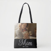 Moeder Opgerichte Script Zwarte Foto Tote Bag (Voorkant)