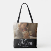 Moeder Opgerichte Script Zwarte Foto Tote Bag (Achterkant)