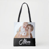 Moeder Opgerichte Script Zwarte Foto Tote Bag (Voorkant)