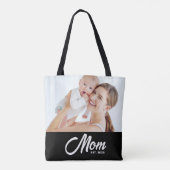 Moeder Opgerichte Script Zwarte Foto Tote Bag (Achterkant)