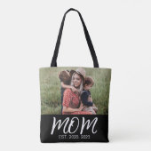 Moeder Opgerichte Script Zwarte Foto Tote Bag (Achterkant)