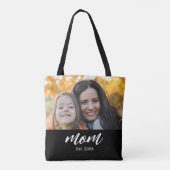 Moeder Opgerichte Script Zwarte Foto Tote Bag (Achterkant)