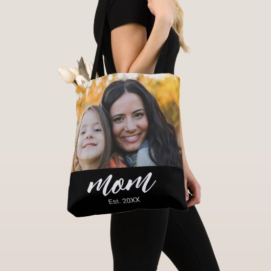 Moeder Opgerichte Script Zwarte Foto Tote Bag (Dichtbij)