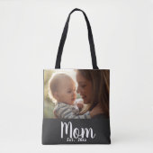 Moeder Opgerichte Script Zwarte Foto Tote Bag (Voorkant)