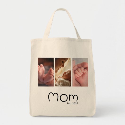 Moeder Opgerichte Scriptie Witte 3 foto boodschapp Tote Bag (Voorkant)