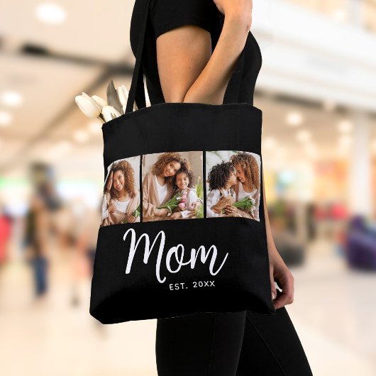 Moeder Oprichtingsdatum Wit Schrift Zwart 3 Foto Tote Bag