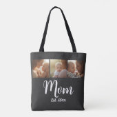 Moeder Oprichtingsjaar Script Zwart 3 Foto Boodsch Tote Bag (Achterkant)