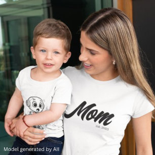 Moeder Oprichtingsjaar Zwart Schrift Op Maat T-shirt
