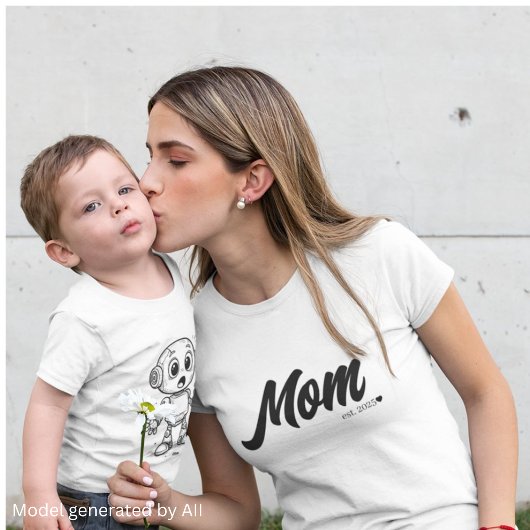 Moeder Oprichtingsjaar Zwart Script Hart | Maatwer T-shirt