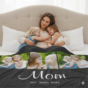 Moeder Oprichtte Elegant Schrift Zwart 3 Foto Fleece Deken
