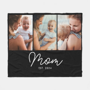 Moeder Oprichtte Elegant Schrift Zwart 3 Foto Fleece Deken