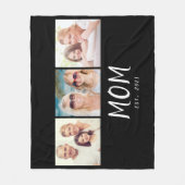 Moeder Oprichtte Elegante Script Zwart 3 Foto Fleece Deken (Voorkant)
