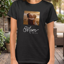 Moeder Oprichtte Elegante Witte Script Foto Zwart