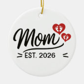 Moeder Oprichtte Moedersdag Naam Jaar Script Hart Keramisch Ornament (Voorkant)