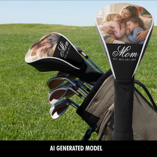 Moeder Oprichtte Witte Elegante Script Foto Golfheadcover
